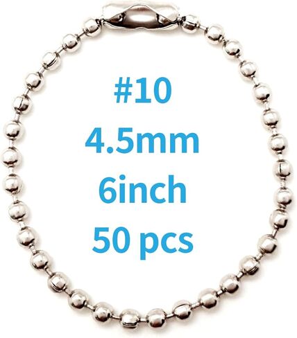 50 pcs 4 inch Bead Chain Connector Clasp, Bead Chain Key Ring tag Key Ring, Diameter 2.3 mm Metal Bead Steel Chain Jewelry Finding Accessories (3.2) in Kuwait