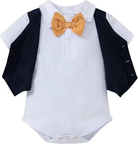 bakjuno 1st Birthday Outfit Boy Mr Onederful First Birthday Bowtie Romper + Suspender Shorts+ Party Hat Cake Smash Outfits in Kuwait