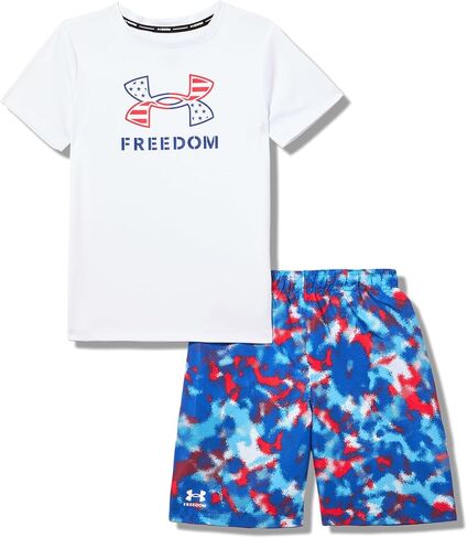 Under Armour boys Boys' Swim Volley Set, Sleeve Shirt & Matching Shorts, Lightweight & Breathable in Saudi Arabia