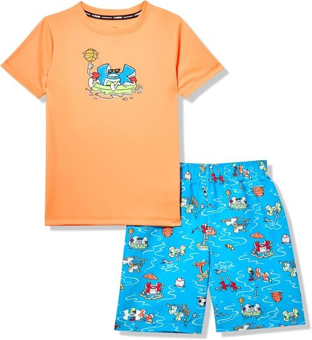 Under Armour boys Boys' Swim Volley Set, Sleeve Shirt & Matching Shorts, Lightweight & Breathable in Saudi Arabia