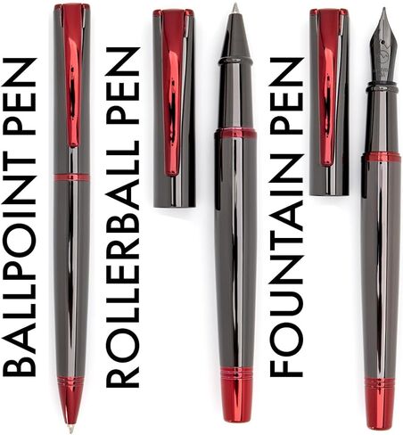 Monteverde USA Impressa 3+2 Piece Set (Fountain, Rollerball, Ball Pen) | Black/Rosegold | Omniflex Nib | Large Luxury Gift Box with Free Ink & Gel Refill in Kuwait