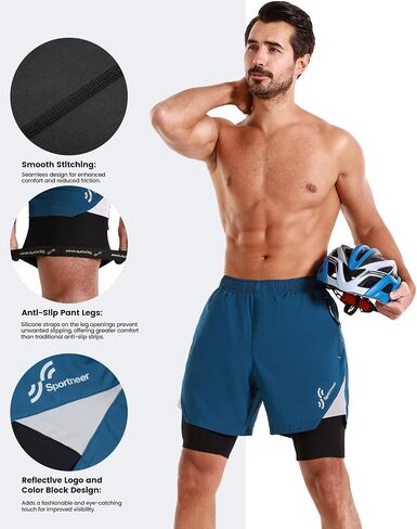 شورتات دراجة رياضية للرجال - 3D محفور 3D بطيئة MTB Fit Fit ركوب الدراجات دراجة دراجة دراجة دراجة الدراجات مع جيوب السوستة in Kuwait