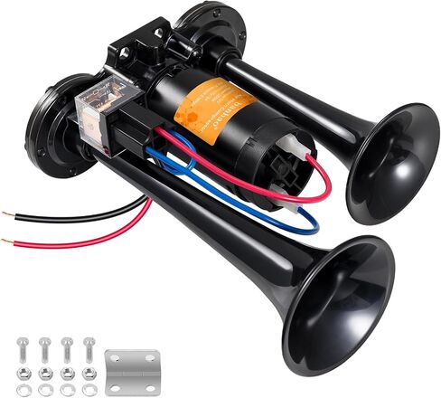 Electric Air Horn for Truck 150dB Super Loud Black Horns Dual Trumpet with Compressor for Any 12V Vehicles Trucks Motorcycle Pickup Trains Cars Boats (Black integrated Air Horn) in Saudi Arabia
