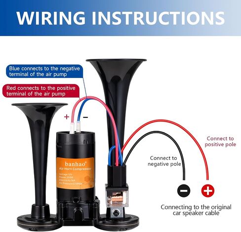 Electric Air Horn for Truck 150dB Super Loud Black Horns Dual Trumpet with Compressor for Any 12V Vehicles Trucks Motorcycle Pickup Trains Cars Boats (Black integrated Air Horn) in Saudi Arabia