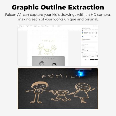 Falcon2 Pro 40W Enclosed Laser Engraver with Air Assist, Pilot Technology, Built-in Camera, Class 1 Laser Cutter and Engraver Machine for Wood, Metal, Batch Prodcuction, Engraving Area 400 * 415mm in Kuwait