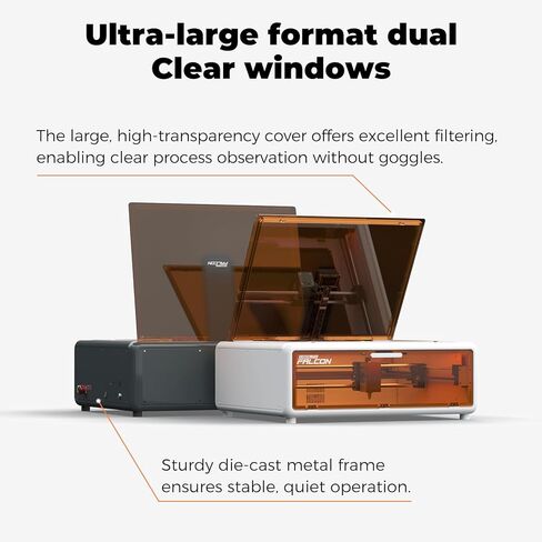 Falcon2 Pro 40W Enclosed Laser Engraver with Air Assist, Pilot Technology, Built-in Camera, Class 1 Laser Cutter and Engraver Machine for Wood, Metal, Batch Prodcuction, Engraving Area 400 * 415mm in Kuwait