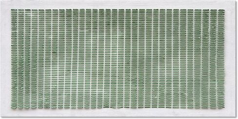 NANKAI Art Hand-Painted White and Green Thick Texture Abstract Art Oil Painting Contemporary Minimalist Style Art Living Room Office Corridor Wall Decoration Oil Painting 24x48 inches in Kuwait