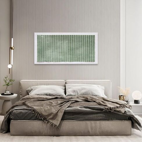 NANKAI Art Hand-Painted White and Green Thick Texture Abstract Art Oil Painting Contemporary Minimalist Style Art Living Room Office Corridor Wall Decoration Oil Painting 24x48 inches in Kuwait