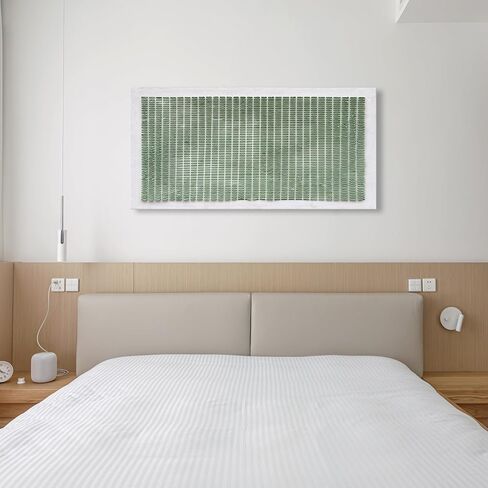 NANKAI Art Hand-Painted White and Green Thick Texture Abstract Art Oil Painting Contemporary Minimalist Style Art Living Room Office Corridor Wall Decoration Oil Painting 24x48 inches in Kuwait