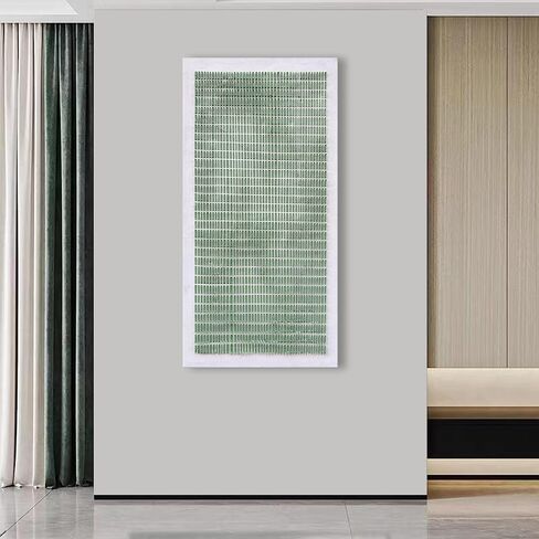 NANKAI Art Hand-Painted White and Green Thick Texture Abstract Art Oil Painting Contemporary Minimalist Style Art Living Room Office Corridor Wall Decoration Oil Painting 24x48 inches in Kuwait