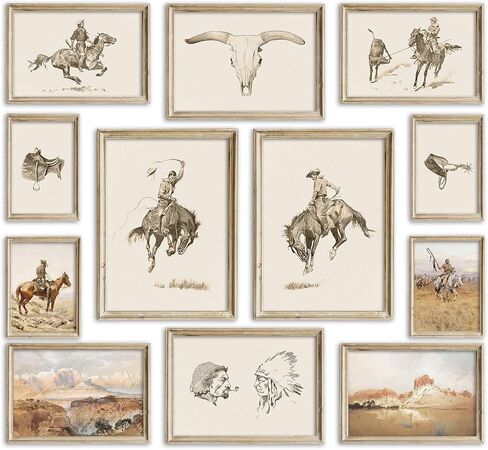 Kizbok Western Deor Vintage Farmhouse Cowboy Western Wall Decor ، Retro Southwestern Wall Art Prints Country Cowboy Paints ، Rustic Horse Riders Ranch Southwest Art in Kuwait