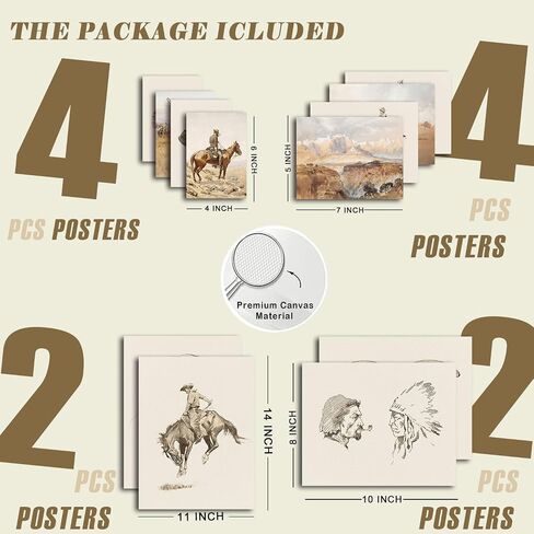 Kizbok Western Deor Vintage Farmhouse Cowboy Western Wall Decor ، Retro Southwestern Wall Art Prints Country Cowboy Paints ، Rustic Horse Riders Ranch Southwest Art in Kuwait