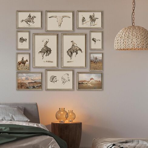 Kizbok Western Deor Vintage Farmhouse Cowboy Western Wall Decor ، Retro Southwestern Wall Art Prints Country Cowboy Paints ، Rustic Horse Riders Ranch Southwest Art in Kuwait
