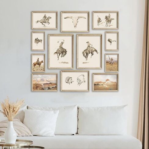 Kizbok Western Deor Vintage Farmhouse Cowboy Western Wall Decor ، Retro Southwestern Wall Art Prints Country Cowboy Paints ، Rustic Horse Riders Ranch Southwest Art in Kuwait