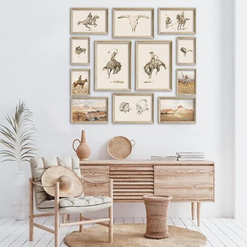 Kizbok Western Deor Vintage Farmhouse Cowboy Western Wall Decor ، Retro Southwestern Wall Art Prints Country Cowboy Paints ، Rustic Horse Riders Ranch Southwest Art in Kuwait