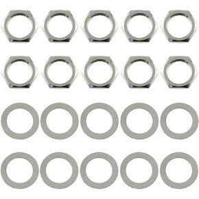 10 Sets Jack Socket Nut with Washer for Electric Guitar Bass Jack Replacement Parts