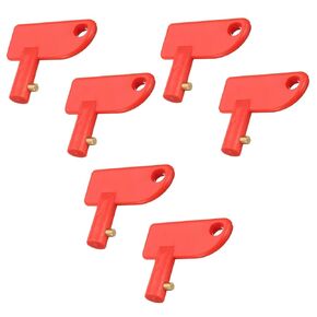 6 Pack Mini Red Keys for Battery Disconnect Isolator Power Kill Switch - Spare Keys for Marine, Car, Boat, RV, ATV, and Truck Use