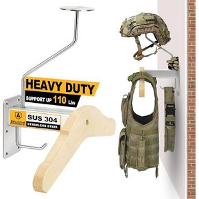 حامل تروس تكتيكي شديد التحمل على الحائط، حامل جداري بوزن 110 رطل مع حامل خوذة، مثالي للدراجات النارية، وكرة القدم، ومعدات ركوب الدراجات، وحل تخزين متين in Kuwait