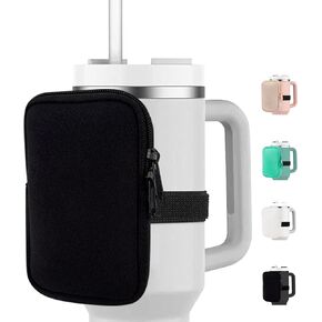 Water Bottle Pouch for Stanley, Tumbler Pouch for Stanley Cup Accessories, Tumbler Bag with Zipper Pocket, Cup Pouch with Adjustable Straps, Backpack for Stanley Cup for Earphone, Cards, Keys