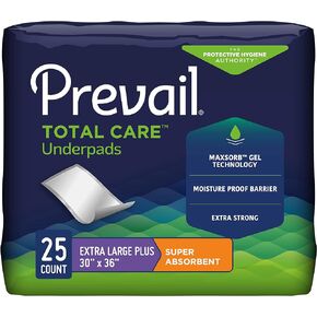 Prevail Super Plus Absorbency Incontinence Underpads, Extra Large, 25Count