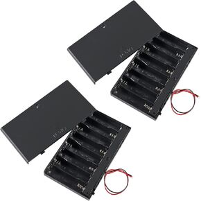 2Pcs 8 x AA Battery Holder Case Box 8 x 12V AA Battery Storage Box Battery Container Case with Cover ON/Off Switch and Wire