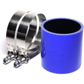 4-Ply Reinforced High Temperature 1.5" ID Straight Coupler Silicone Hose With Stainless Steel T Bolt Clamp (BLACK 1.5'')