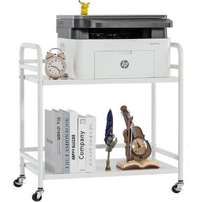 HDANI Under Desk Printer Stand, Microwave Storage Rack, 2 Shelf Metal Rolling Cart with Wheels, Office Utility Storage Cart and Stand(Black)… in Kuwait