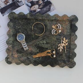 صينية رخامية أصلية من كالاكاتا فيولا مقاس 10.8 بوصة × 8 بوصة، صينية زينة مستطيلة فاخرة لطاولة الحمام والمطبخ، صينية تزيين لديكور المنزل في خزانة الملابس in Kuwait