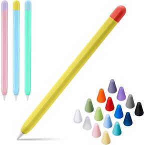 6 عبوات من أغطية حافظات السيليكون المتوافقة مع قلم Apple الجيل الثاني، ملحقات الأكمام الجلدية 48 قطعة من أغطية Nib، 16 لونًا، وردي + أصفر فاتح + أزرق سماوي + أخضر نعناعي + أرجواني + أخضر عشبي in Kuwait