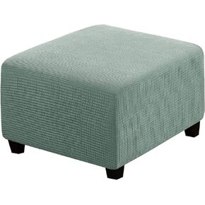 ADPON Square Ottoman Covers Ottoman Slipcovers Folding Storage Stool Protector Elastic Bottom Stretch High Spandex Small Checks Jacquard Fabric (X-Large,Black)
