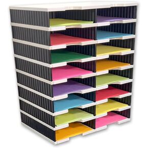 Ultimate Office TierDrop Literature Organizer/Forms Mailroom Classroom Sorter, 16-Compartments with Optional Add-On Tiers for Easy Expansion, Gray w/Black
