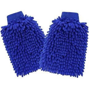 2 Pcs Microfiber Car Wash Mitt,Super Absorbent Cleaning Mitt for Car Trucks SUV Boat Motorcycle(Blue) in Kuwait