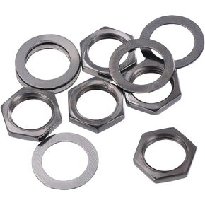 MECCANIXITY 5 Set Guitar Nuts and Washers M9 Guitar Input Output Jack Socket Nuts Black for Guitar Bass