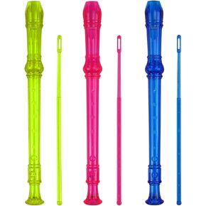 Soprano Recorder Descant Flauta Recorder 8 Hole ABS Clarinet German Style Treble flute C Key with Fingering Chart Instructions Transparent 3 Pack