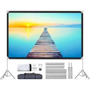 Projector Screen and Stand - Velcolt Portable Video Projection Screen 100 inch, 16:9 4K HD Rear Front Foldable Outdoor Movie Screen with Carry Bag for Indoor Outdoor Home Theater Backyard Camping