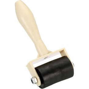 PATIKIL 1.6 Inch Rubber Roller Brayer, Anti Skid Hard Rubber Roller Tools for Wallpaper Art Craft Printing Printmaking Ink Stamping Tape Construction, Black