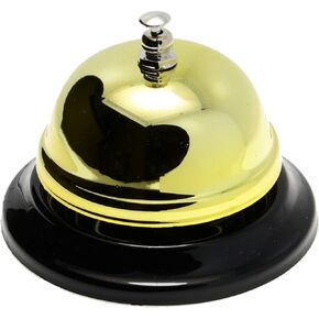 Call Bell Golden Desk Service Bell Customer Ding Bell for Restaurant Hotel Room Kitchen Party School Classroom Office Elderly Teachers Students Large Bright Bell 3.35 inch