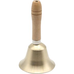 Hand Bell Classroom Bell Solid Brass Christmas Bell Loud Call Bell Restaurant Call Service Bell Perfect Bride Wedding Bell with Wooden Handle for Kids, School and Hotel Service