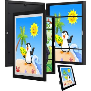 2 packs 10x12.5 Kids Artwork Frame Changeable- Bedroom Decor Art Storage Frames for wall, Front Opening Frame for Canvas Art, Kid Picture Frame Display- Personalized Gift for Kids. (Black)