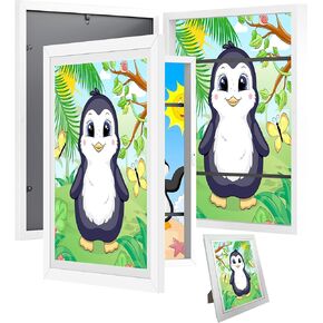 2 packs 10x12.5 Kids Artwork Frame Changeable- Bedroom Decor Art Storage Frames for wall, Front Opening Frame for Canvas Art, Kid Picture Frame Display- Personalized Gift for Kids. (Black)