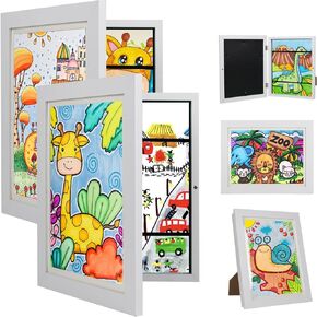 3Pack Kids Art Frame - Kids Artwork Frames Changeable,White Kids Art Frames Front Opening Holds 150,10x12.5 Chldiren Art Work Frames for Kids Art,Kid Art Picture Frame With Storage for Display