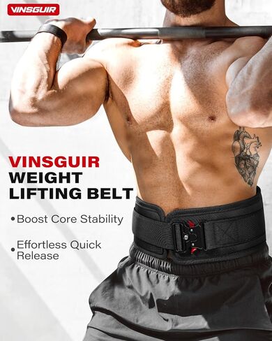 VINSGUIR Weight Lifting Belt for Men and Women, Quick Locking Weight Belt 6 Inch Gym Belt for Squats, Deadlift, Cross Training, Powerlifting in Kuwait