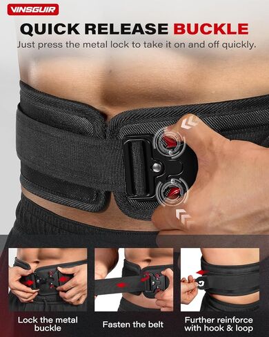 VINSGUIR Weight Lifting Belt for Men and Women, Quick Locking Weight Belt 6 Inch Gym Belt for Squats, Deadlift, Cross Training, Powerlifting in Kuwait