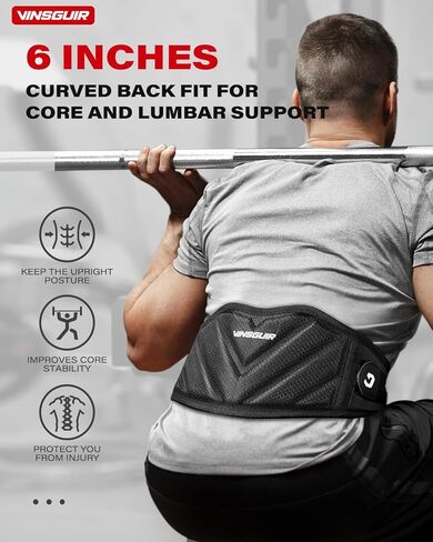 VINSGUIR Weight Lifting Belt for Men and Women, Quick Locking Weight Belt 6 Inch Gym Belt for Squats, Deadlift, Cross Training, Powerlifting in Kuwait