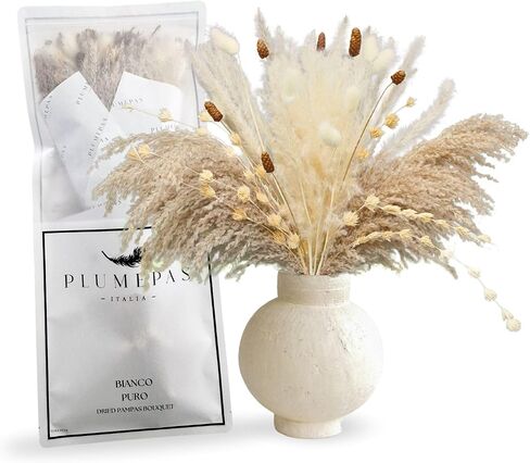 Dried Pampas Grass Decor 52 PCS, White Pampas Grass, Pompas Floral Grass, Bouquet for Wedding Boho Flowers Table Decor, Rustic Farmhouse Decor, Modern Home Decor, Bridal Shower Decor in Saudi Arabia