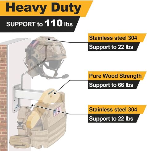 حامل تروس تكتيكي شديد التحمل على الحائط، حامل جداري بوزن 110 رطل مع حامل خوذة، مثالي للدراجات النارية، وكرة القدم، ومعدات ركوب الدراجات، وحل تخزين متين in Kuwait