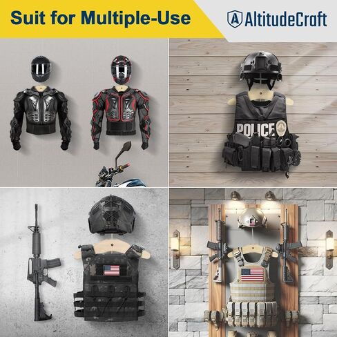 حامل تروس تكتيكي شديد التحمل على الحائط، حامل جداري بوزن 110 رطل مع حامل خوذة، مثالي للدراجات النارية، وكرة القدم، ومعدات ركوب الدراجات، وحل تخزين متين in Kuwait