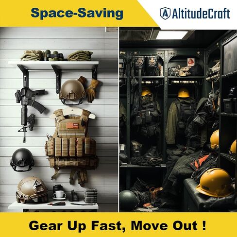 حامل تروس تكتيكي شديد التحمل على الحائط، حامل جداري بوزن 110 رطل مع حامل خوذة، مثالي للدراجات النارية، وكرة القدم، ومعدات ركوب الدراجات، وحل تخزين متين in Kuwait