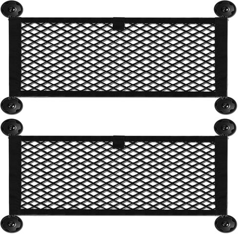 2 Packs Small Cargo Net for Trunk, RV, Boats, Campers, 25 inch x 9.8 inch Elastic Storage Mesh Pocket Netting with 4 Mounting Screws and 4 Hooks in Kuwait