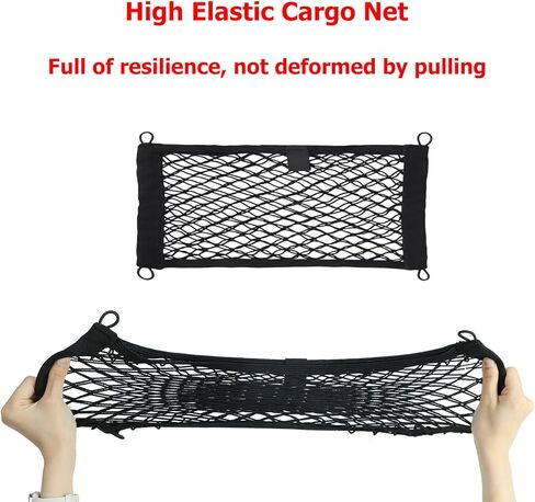 2 Packs Small Cargo Net for Trunk, RV, Boats, Campers, 25 inch x 9.8 inch Elastic Storage Mesh Pocket Netting with 4 Mounting Screws and 4 Hooks in Kuwait